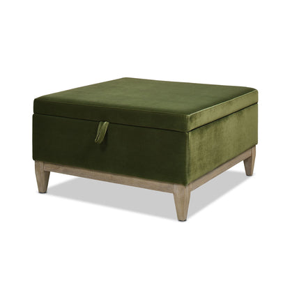 Knox - Square Storage Cocktail Ottoman - Olive Green Jennifer Taylor Home