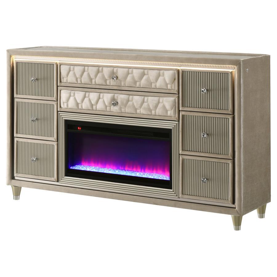 Lorient - 8-Drawer LED Bedroom Flame Box Dresser Coaster Fine Furniture