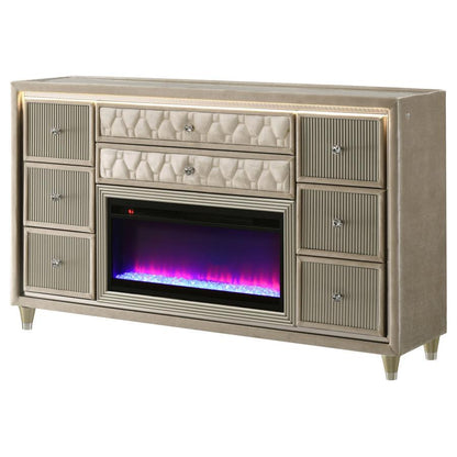Lorient - 8-Drawer LED Bedroom Flame Box Dresser Coaster Fine Furniture