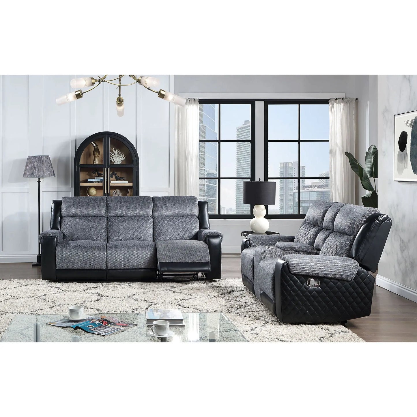 Alicia - Reclining Sofa - Gray / Black Global Furniture USA