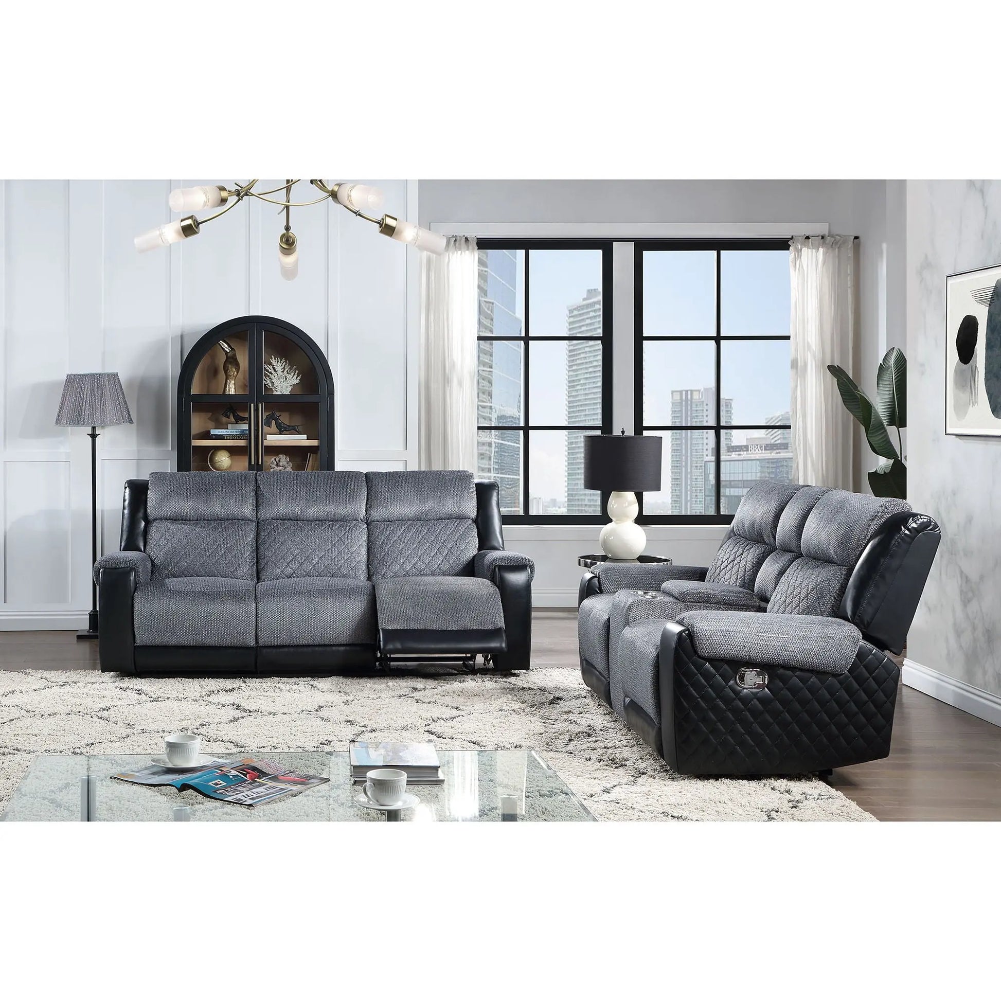 Alicia - Reclining Sofa - Gray / Black Global Furniture USA