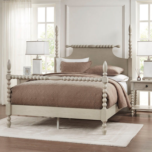Beckett - Queen Turned Spindle Bed - Antique Cream Madison Park Signature