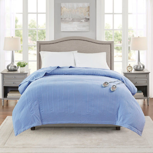 Electric Micro Fleece - Twin Heated Blanket - Blue Beautyrest
