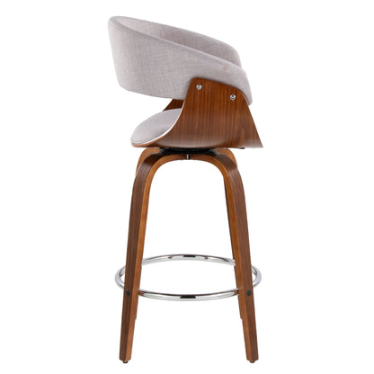 Vintage Mod - Mid Century Modern Fixed Height Counter Stool With Swivel With Round Footrest (Set of 2) Lumi Source