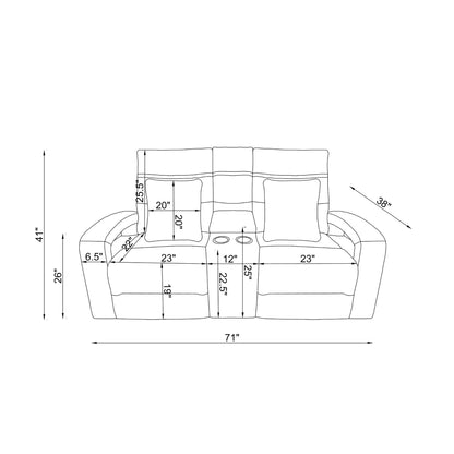 Isolde - Power Reclining Loveseat With LED Lighting - Gray Global Furniture USA