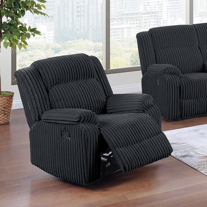 Motion Recliner Chair With Plush Armrests For Living Room, Soft Seat - Black Home Essentials