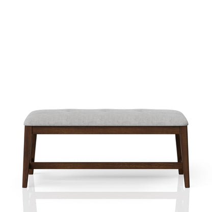 Backless Upholstered Dining Bench Mid Century Seating - Beige Bernards Furniture