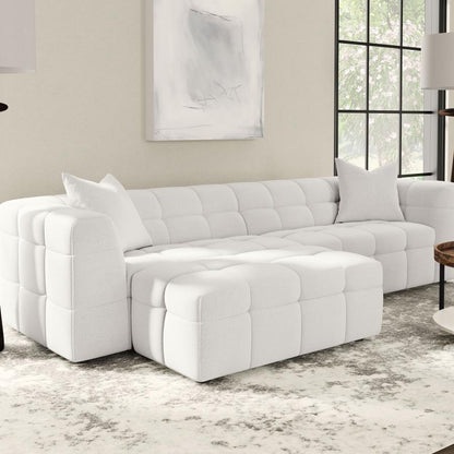 Everly - Boucle Upholstered Rectangular Ottoman - White Coaster Fine Furniture