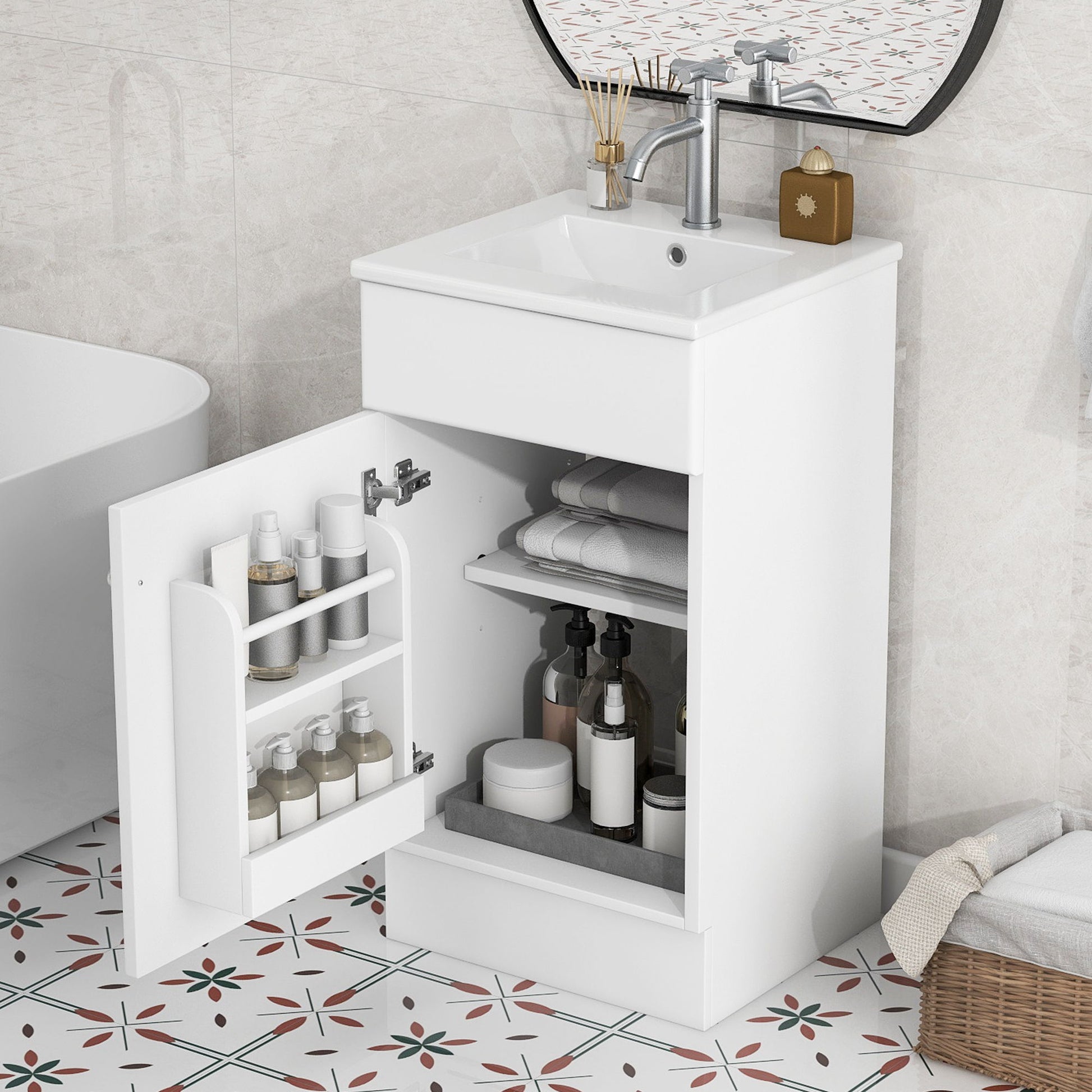 Bathroom Vanity With Sink, Cabinet With Adjustable Shelf Noble House