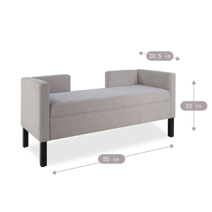 Upholstered Ottoman With 2 Bolster Pillows For Living Room - Gray Home Essentials