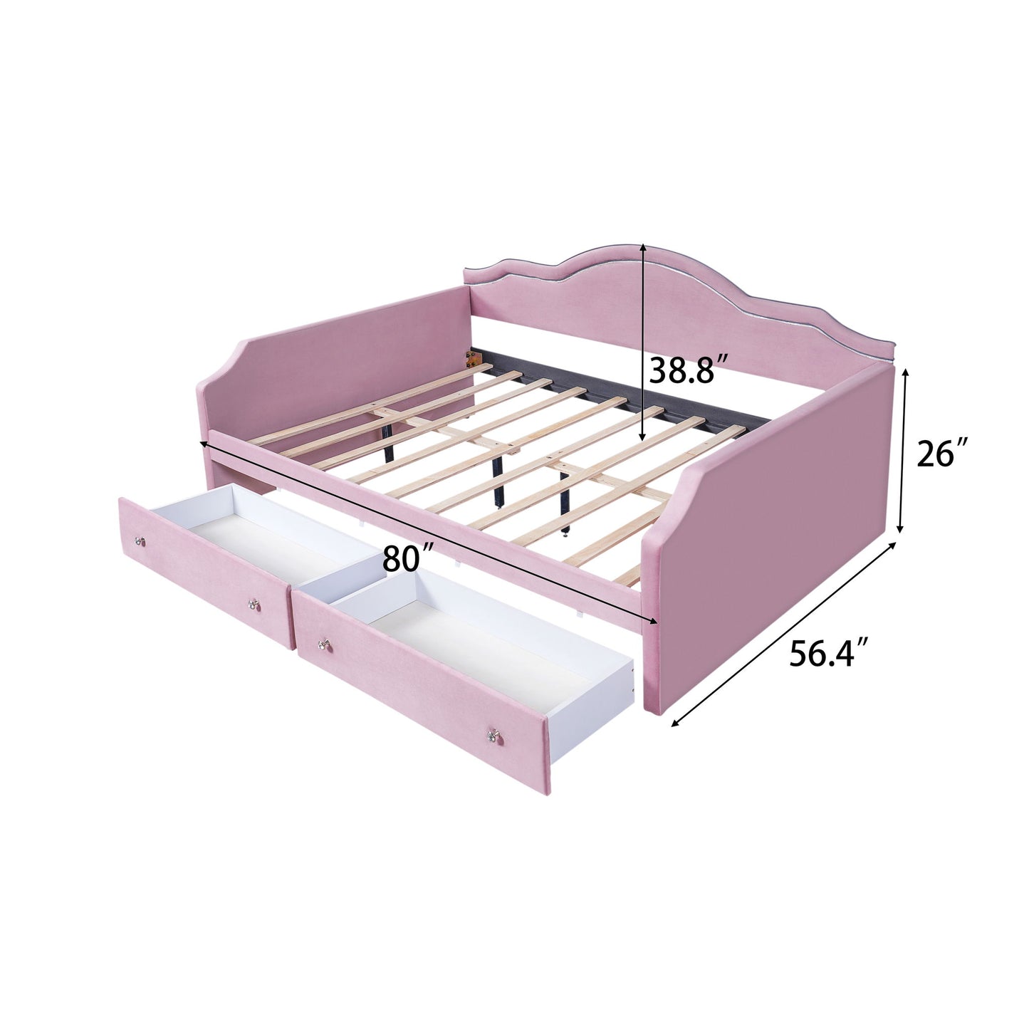 Upholstered Daybed With LED Lights And 2 Drawersme Dreamland