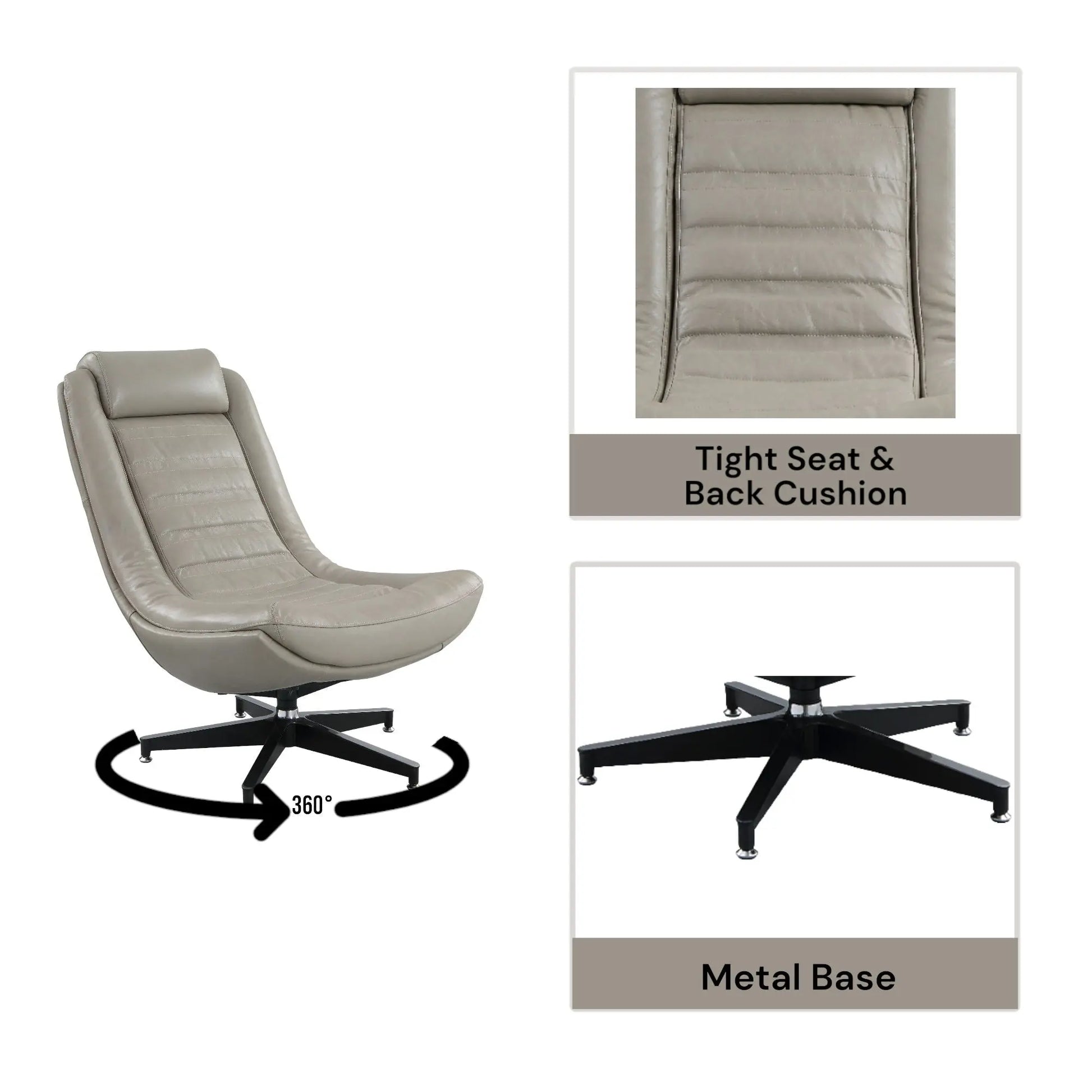 Piran - Top Grain Leather Accent Chair With Swivel - Twilight Acme