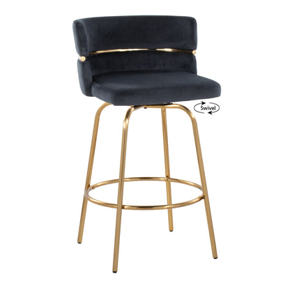 Cinch - Glam / Art Deco Fixed Height Counter Stool With Swivel With Round Footrest (Set of 2) Lumi Source