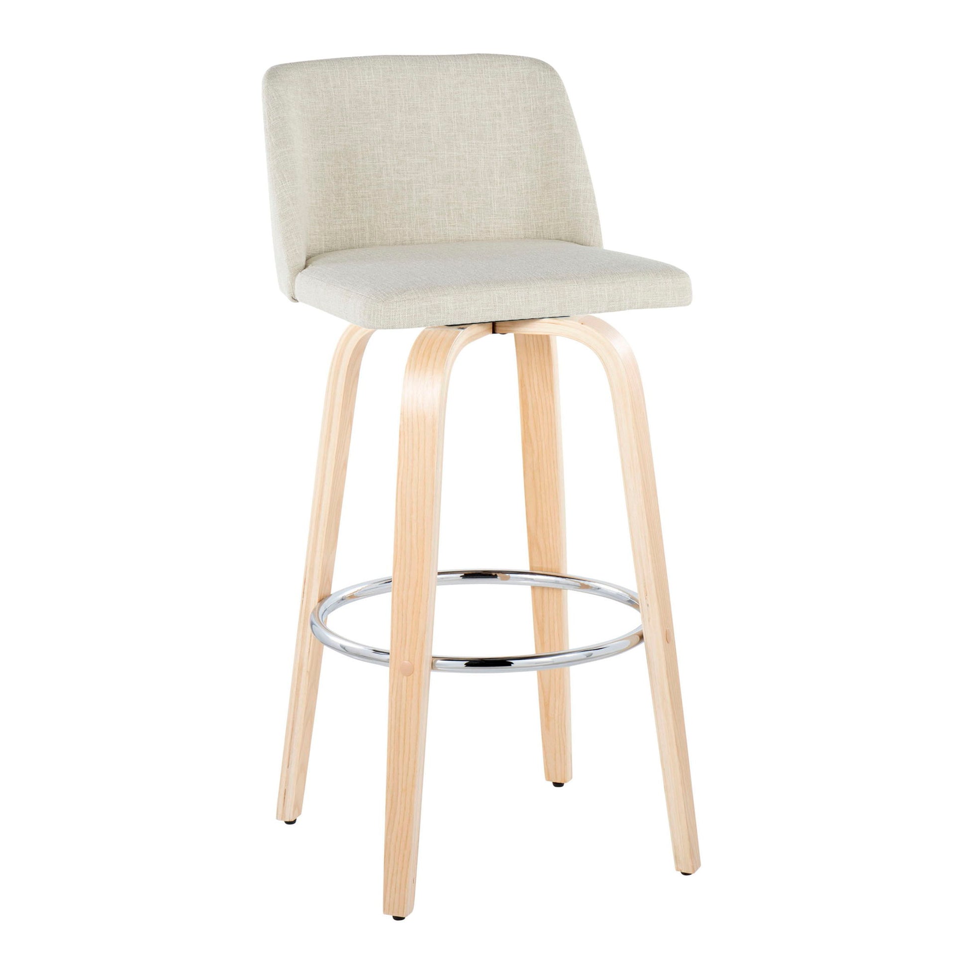 Toriano - Contemporary, Fixed Height Barstool Swivel & Round Footrest (Set of 2) Lumi Source