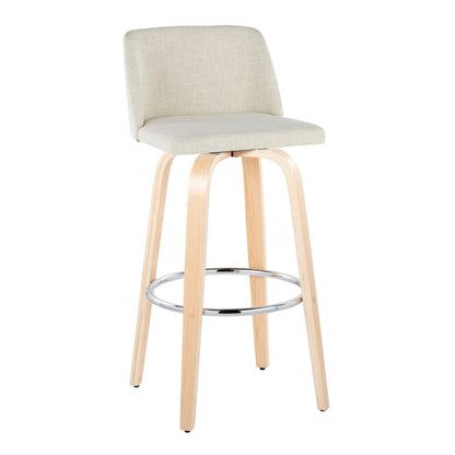 Toriano - Contemporary, Fixed Height Barstool Swivel & Round Footrest (Set of 2) Lumi Source