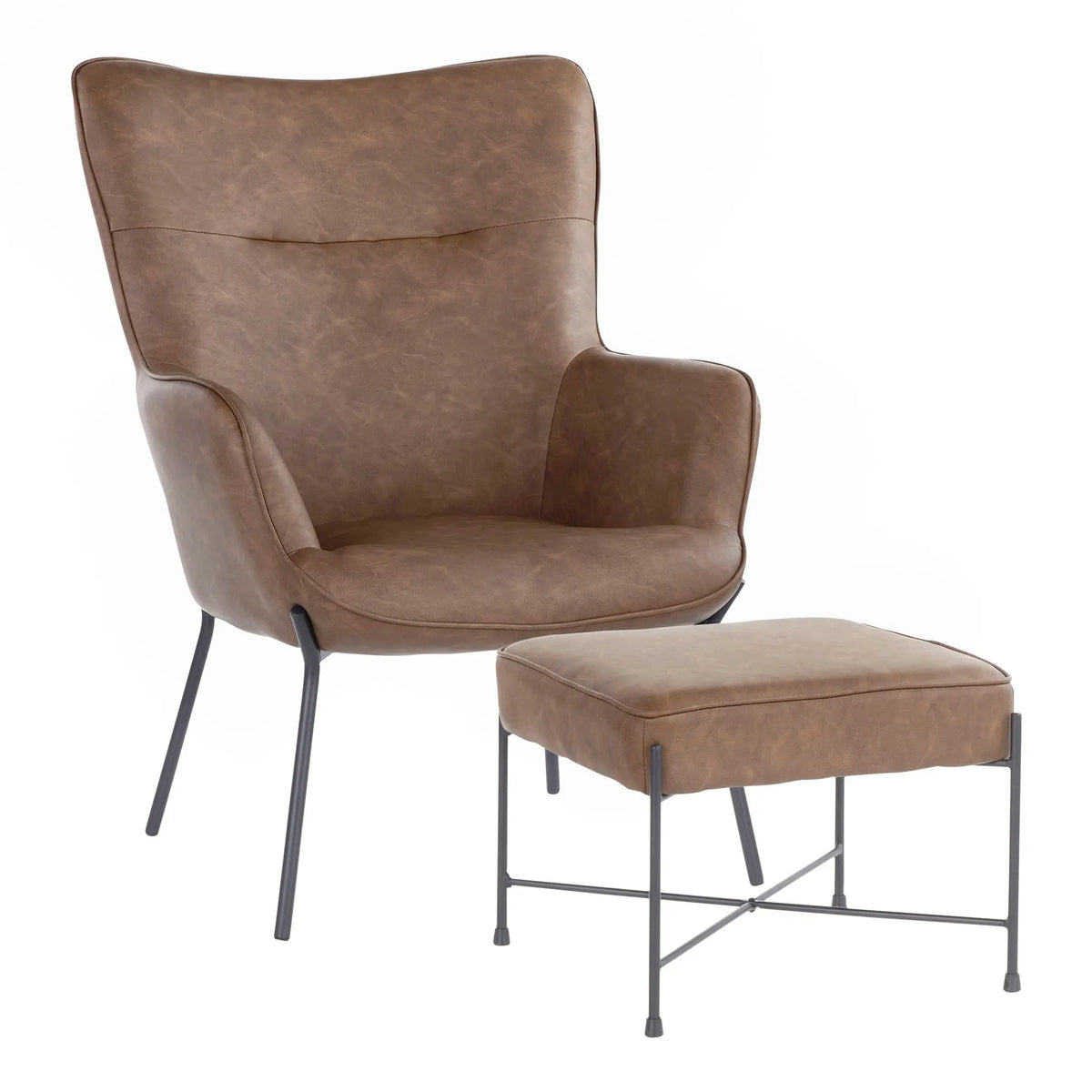 Izzy - Industrial Lounge Chair & Ottoman Set Lumi Source