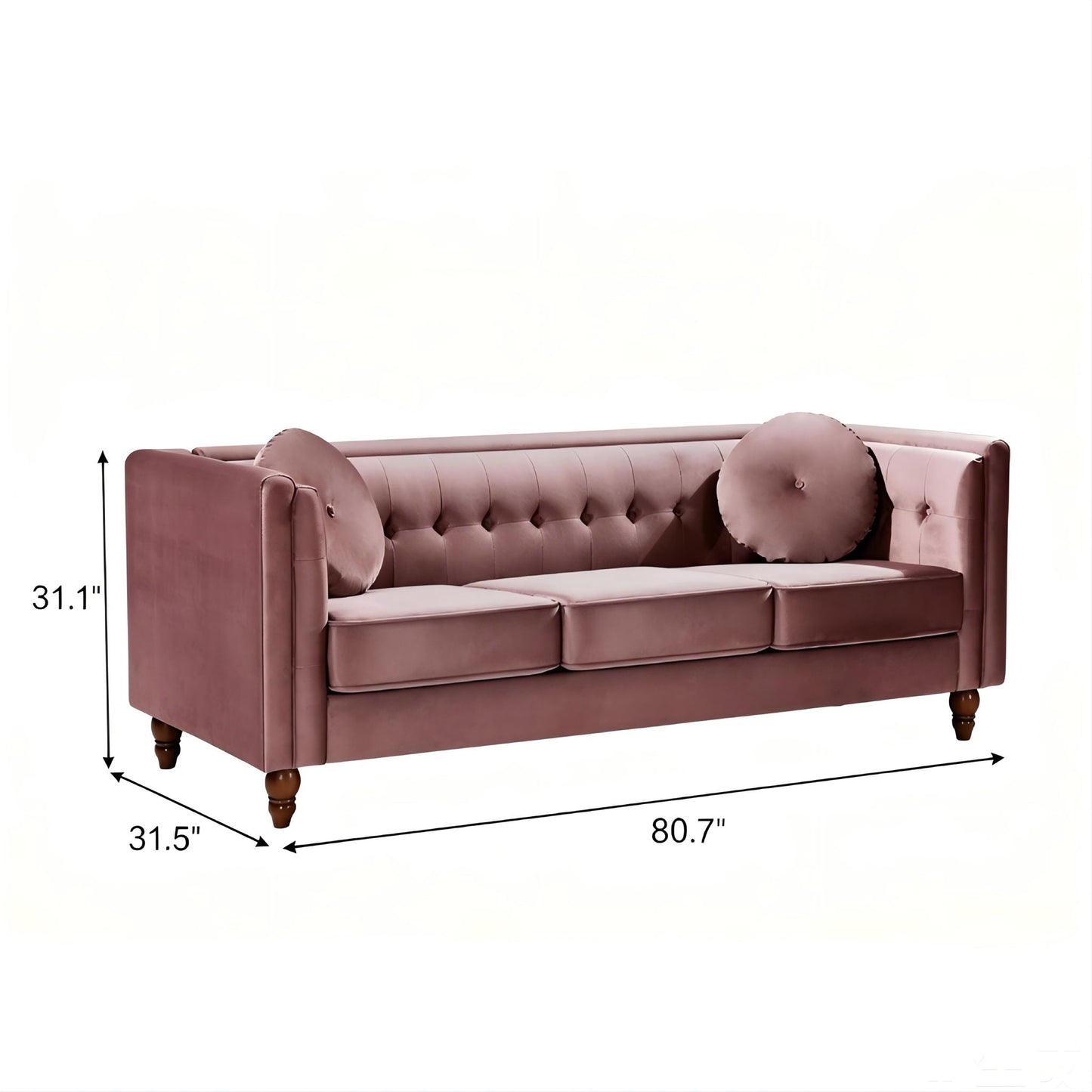 Chesterfield Sofa With Square Arms For Living Room US Pride