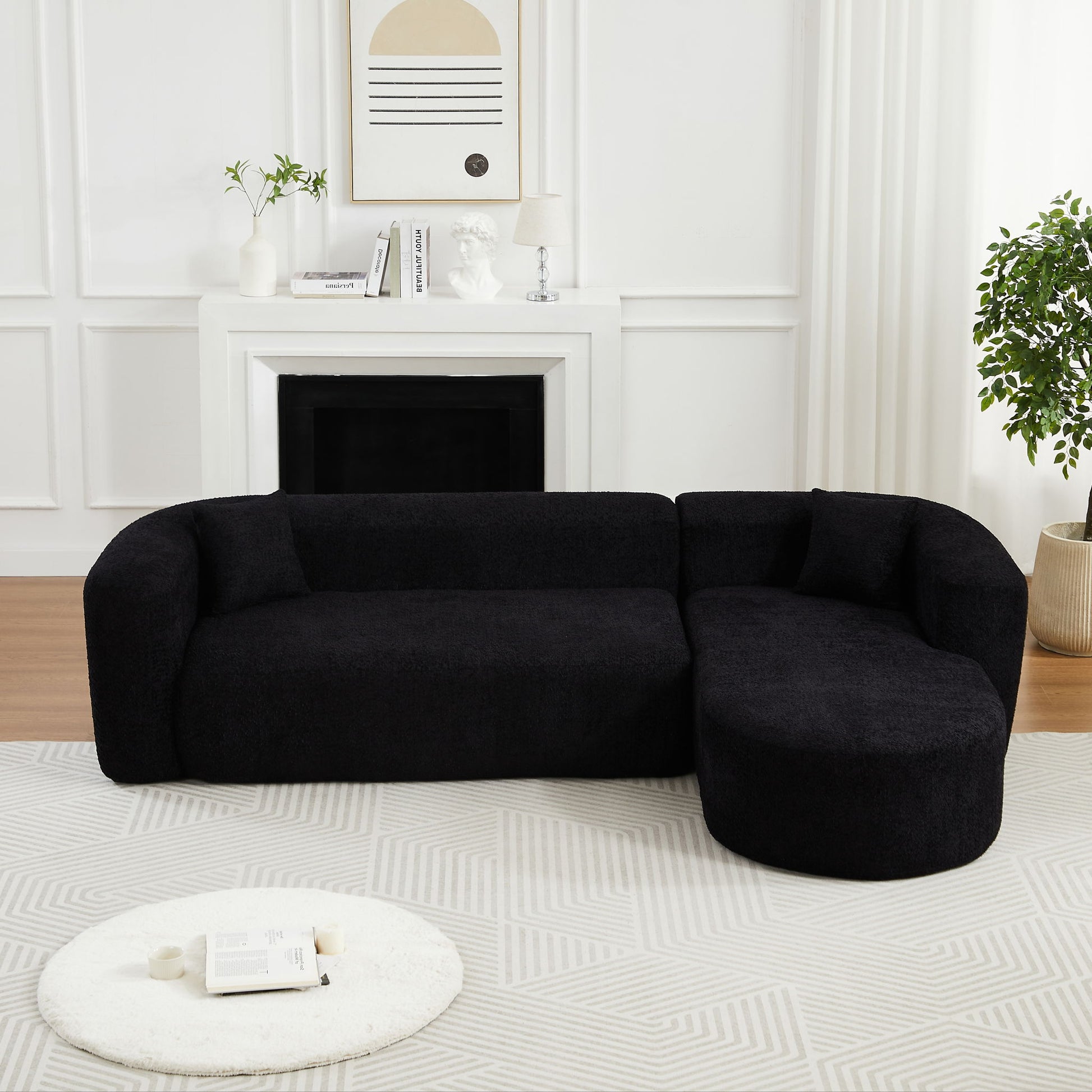 L - Shape Boneless Cloud Couch With 2 Throw Pillows For Living Room Home Essentials
