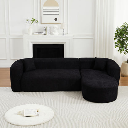 L - Shape Boneless Cloud Couch With 2 Throw Pillows For Living Room Home Essentials