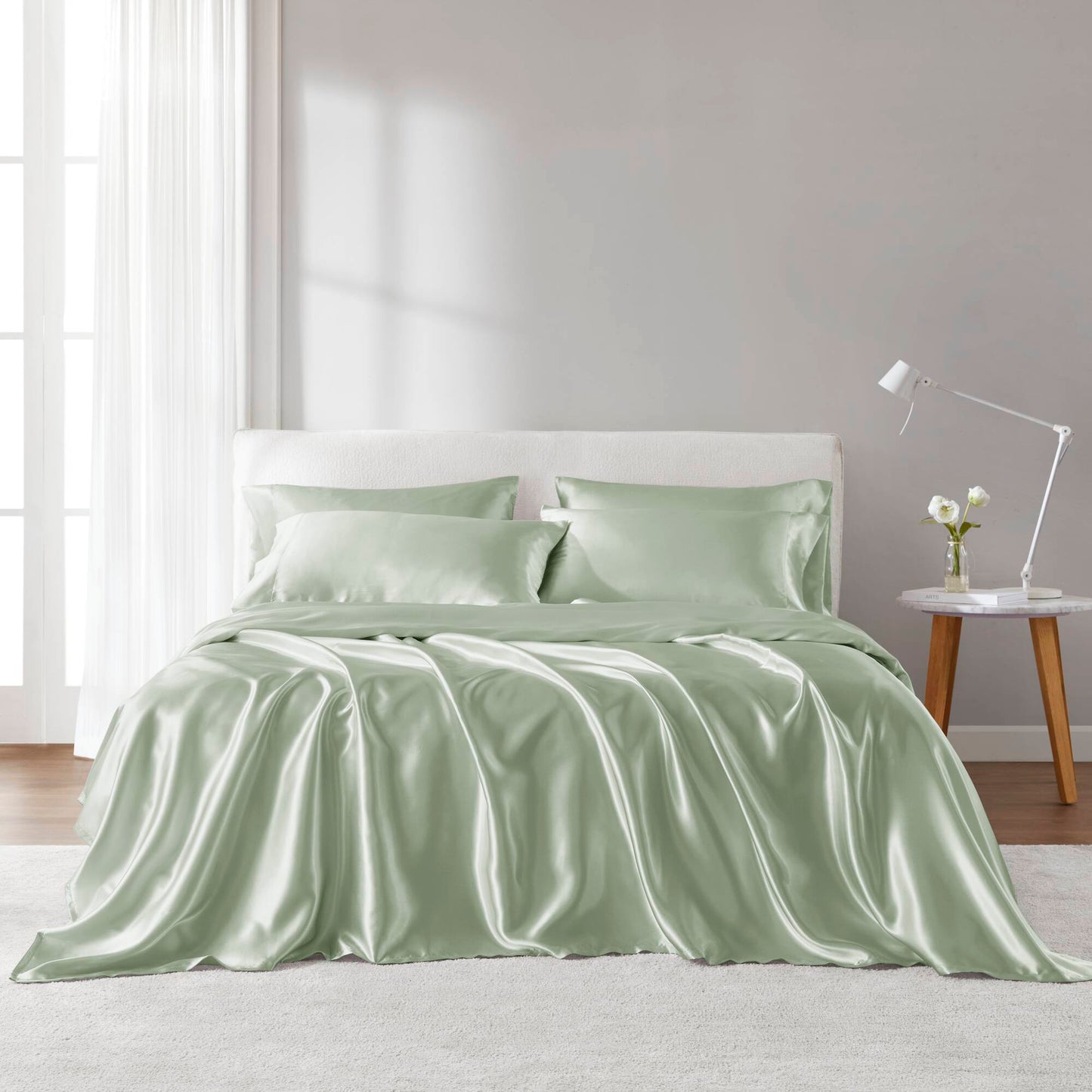 Satin - 4 Piece Twin Luxury Sheet Set - Sage Madison Park Essentials