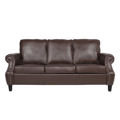 Contemporary 3 Seater Sofa With Nailhead Trim Noble House