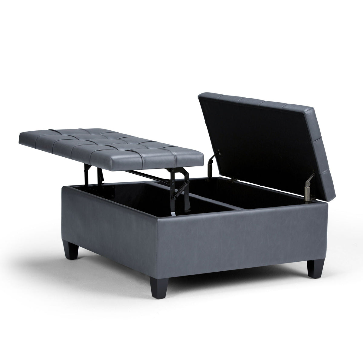 Harrison - Coffee Table Storage Ottoman - Dark Gray - Faux Leather Simpli-Home