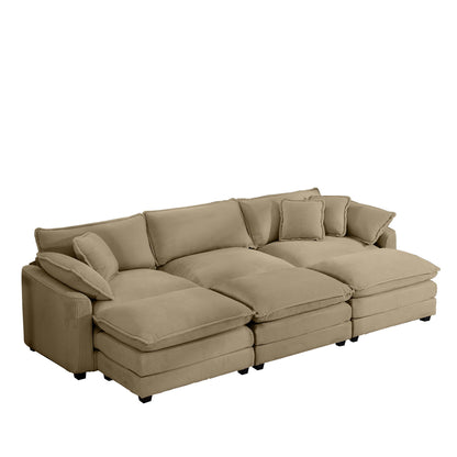 Modern Oversized Modular Cushion Sofa With Ottoman, Low Back, Deep Seating Sofa Set Home Essentials
