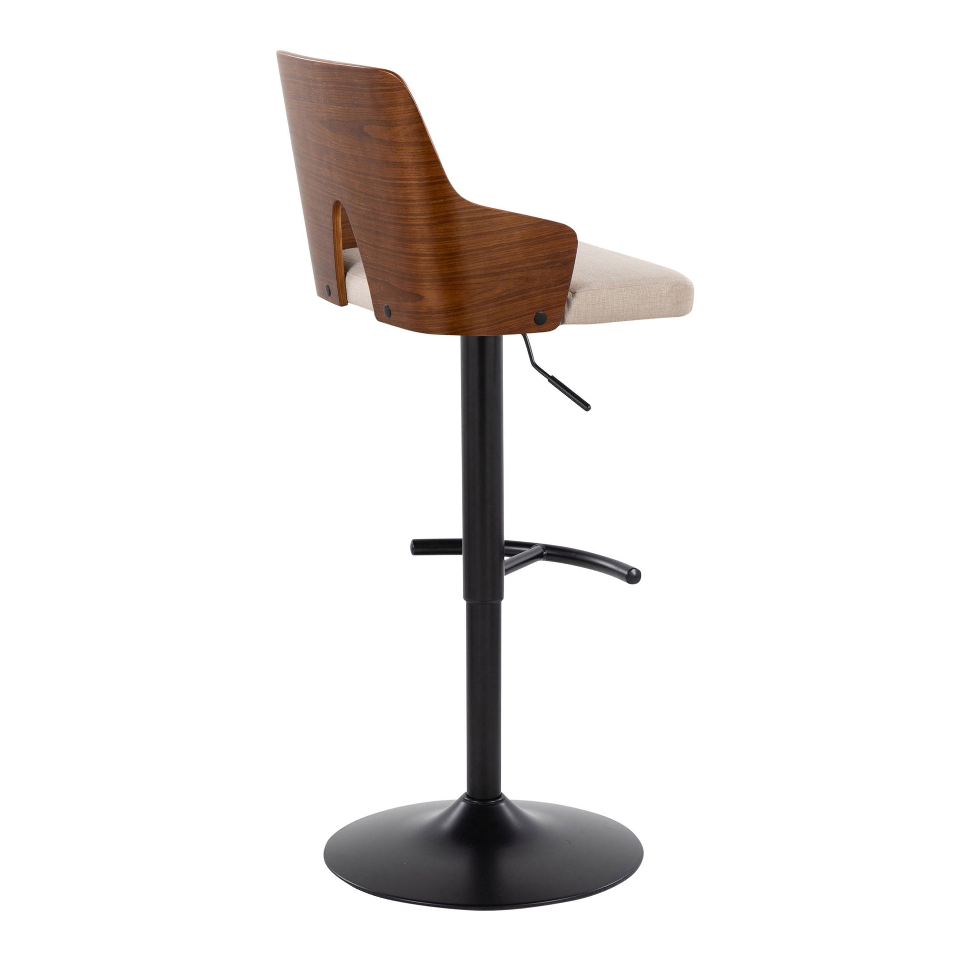 Ariana - Mid Century Modern Adjustable Barstool Stool With Swivel With Rounded T Footrest (Set of 2) Lumi Source