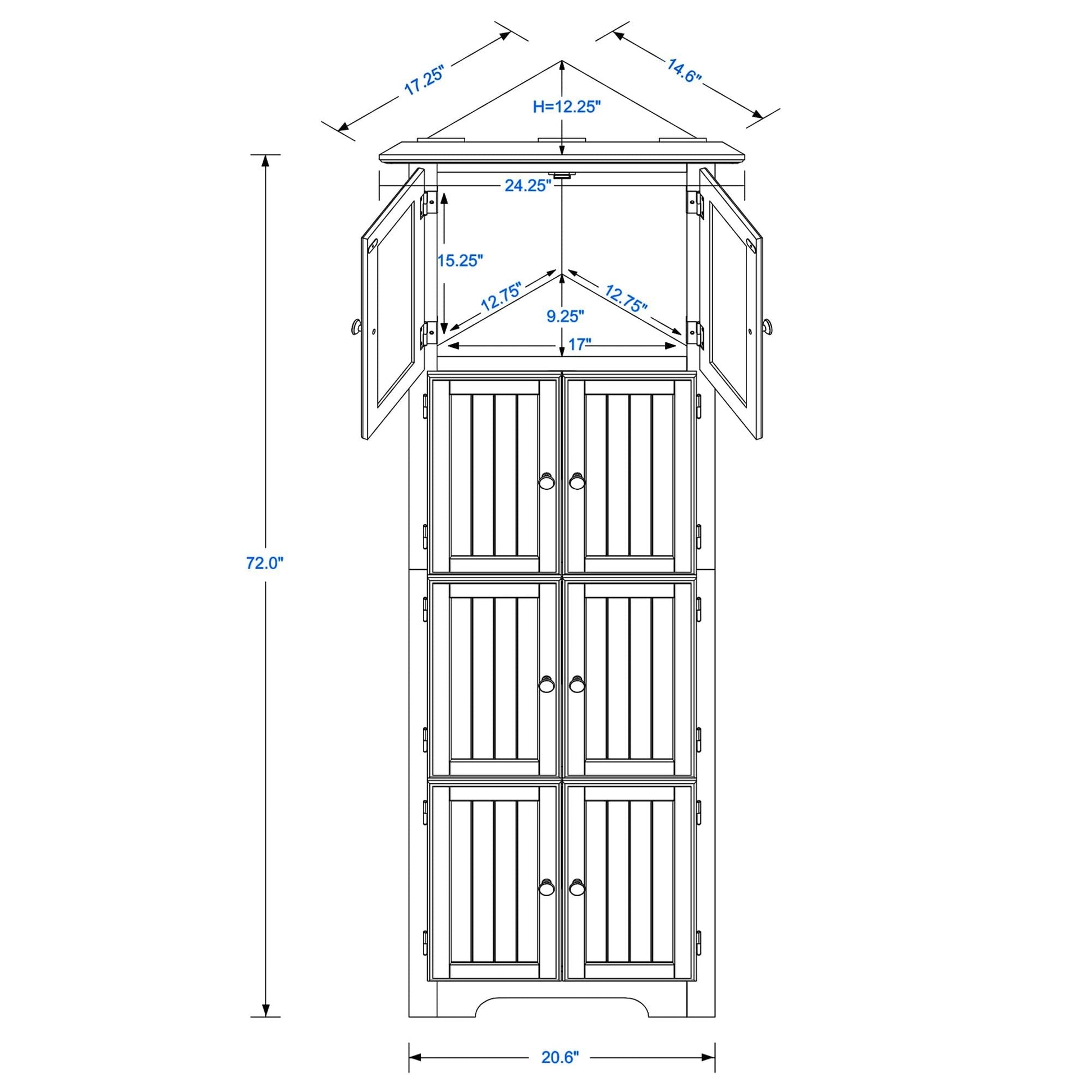 Tall Storage Cabinet With Doors And 4 Shelves For Living Room, Kitchen, Office, Bedroom, Bathroom, Modern Home Essentials