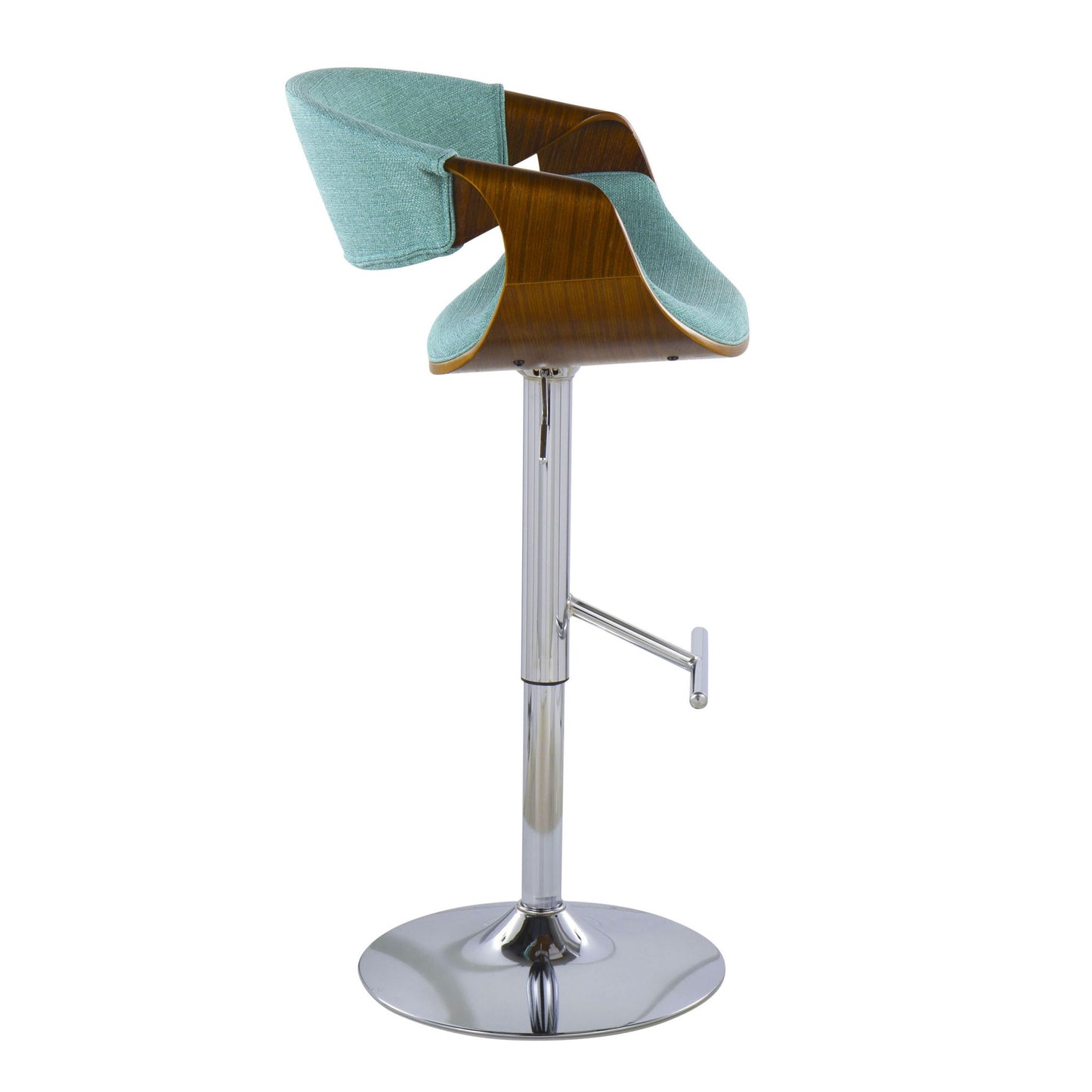 Curvo - Mid Century Modern Adjustable Barstool With Swivel With Straight T Footrest Lumi Source