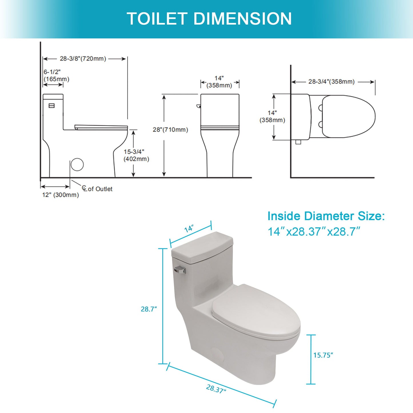 Modern Ceramic 1 Piece Toilet With Single Flush And Soft Closing Seat - White Daily Nest