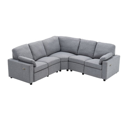 Power Recliner Sectional Sofa Home Theater Reclining Sofa With Two USB Ports, Two Storage Drawers For Living Room Hearth and Haven
