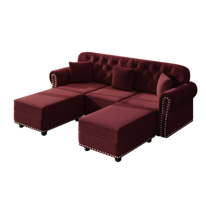 Upholstered Sofa Set With Nailhead Trim And Rolled Armrests, Includes Pillows Home Essentials