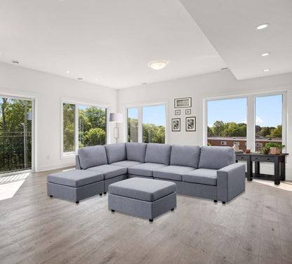 Marley - 7 Seat Reversible Modular Sectional Sofa With Ottoman Lilola Home