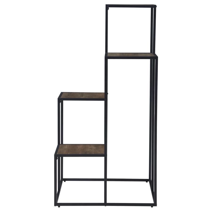Rito - 4-Tier Multi - Display Shelf - Rustic Brown And Black CoasterEveryday