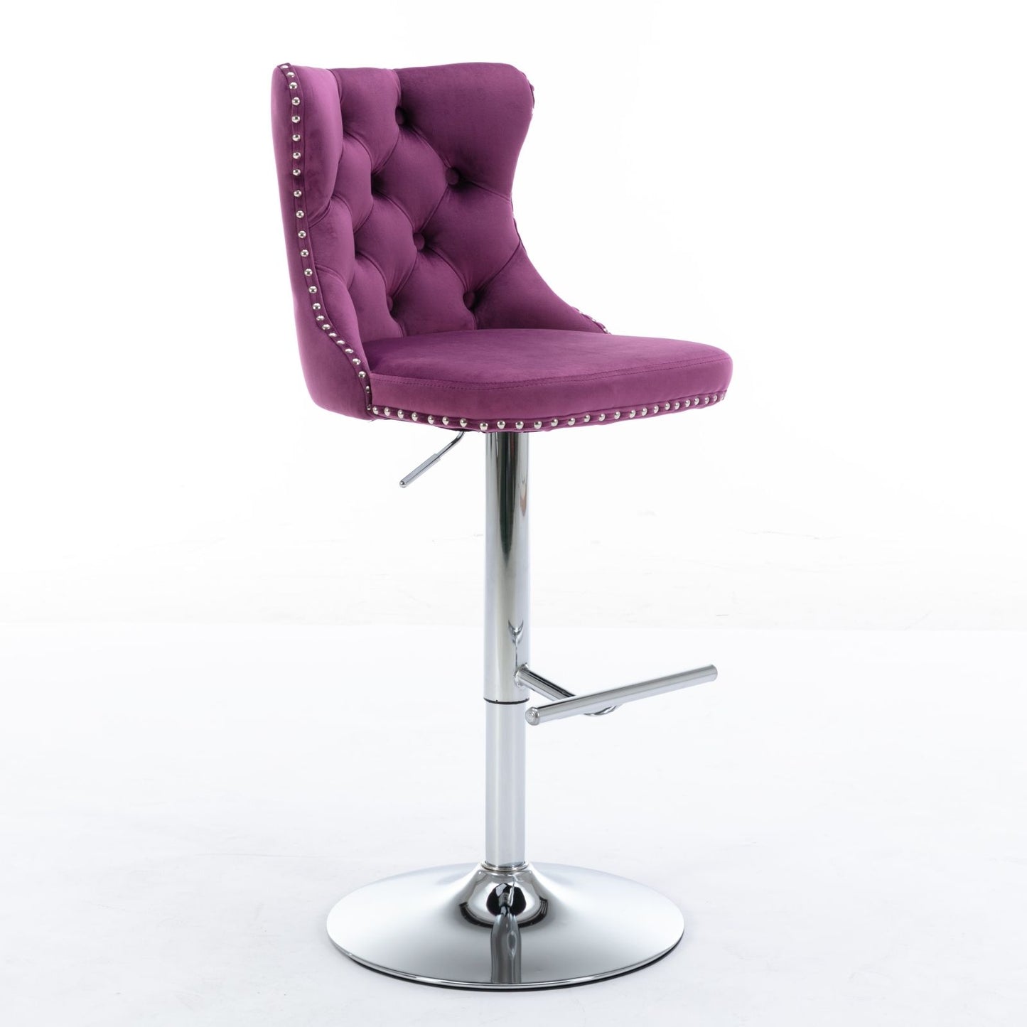 Swivel Velvet Barstools Adjusatble Seat Height From 25-33", Modern Upholstered Chrome Base Bar Stools With Backs Comfortable Tufted For Home Pub And Kitchen Island (Set of 2) Home Essentials