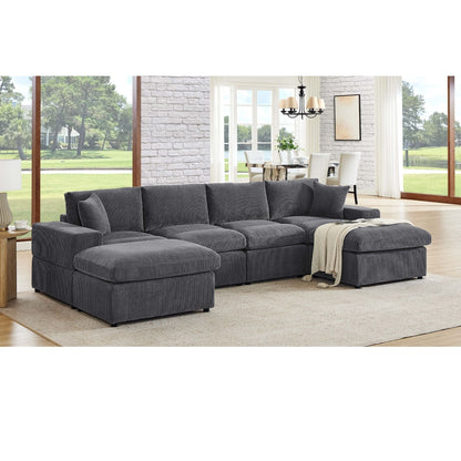 Upholstered Symmetrical Modular Sectional With 6 Seating Home Essentials