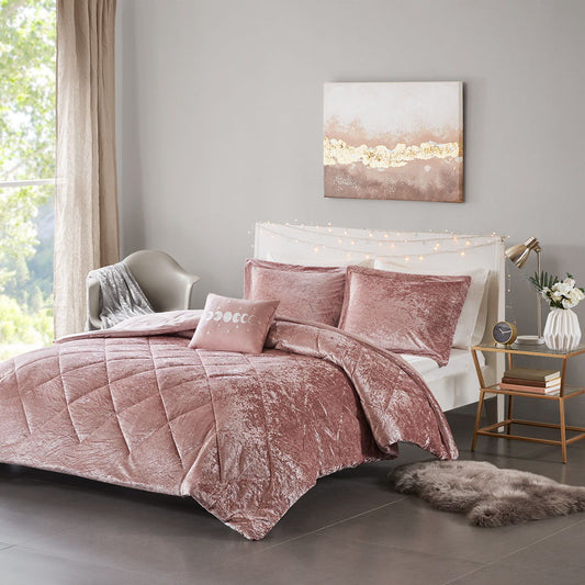 Felicia - King Comforter Set - Blush