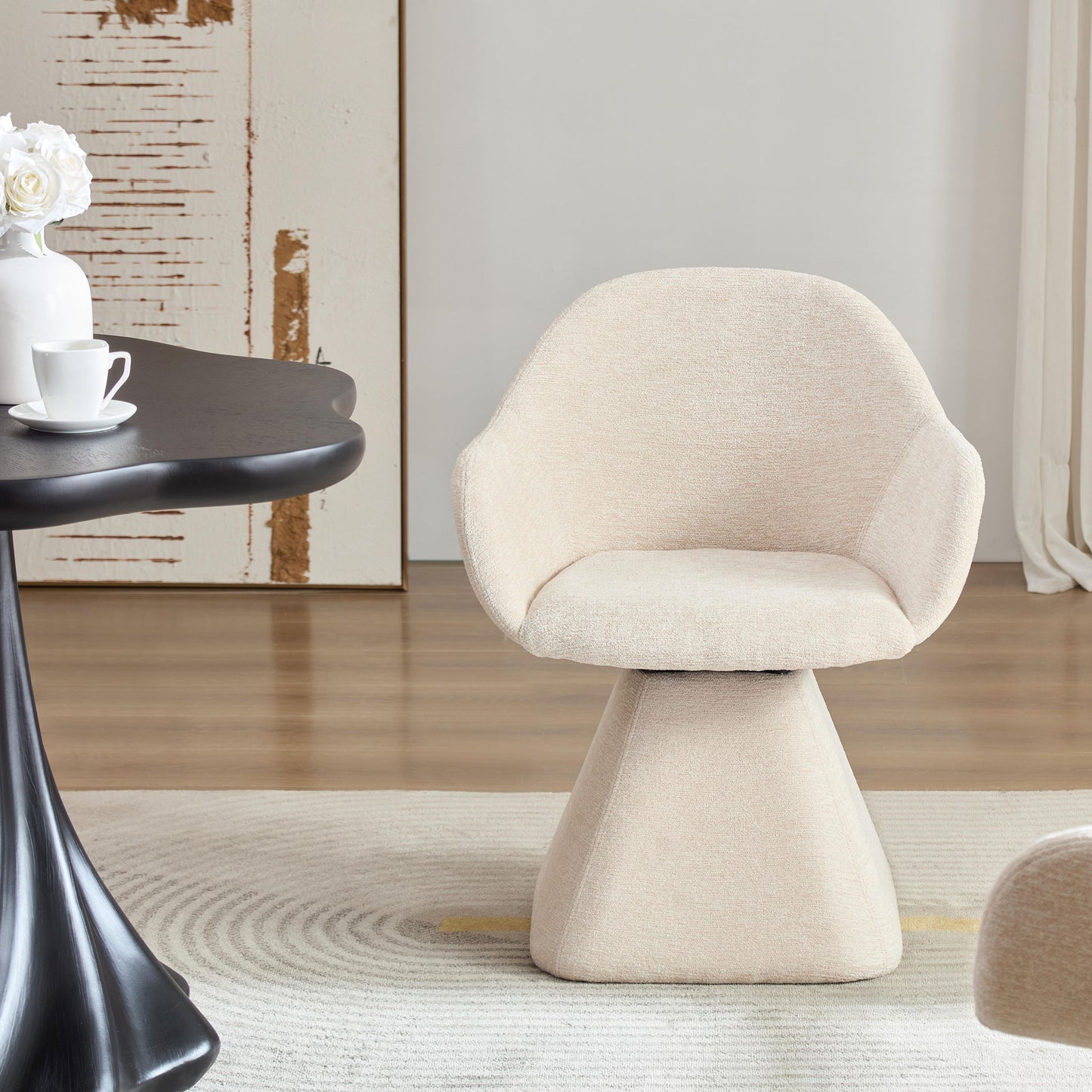 180° Rotating Accent Chair For Living Room - Beige Home Essentials