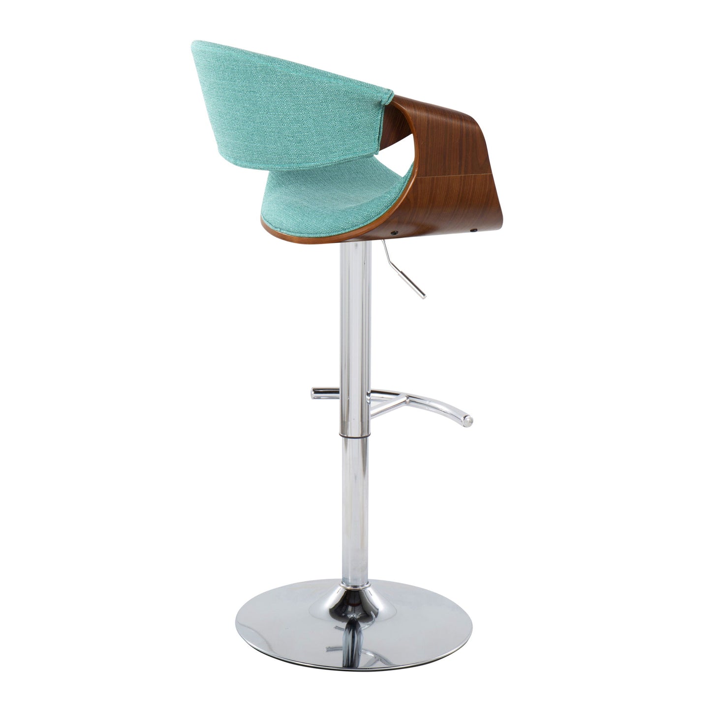 Curvo - Mid Century Modern Adjustable Barstool With Swivel With Rounded T Footrest (Set of 2) Lumi Source