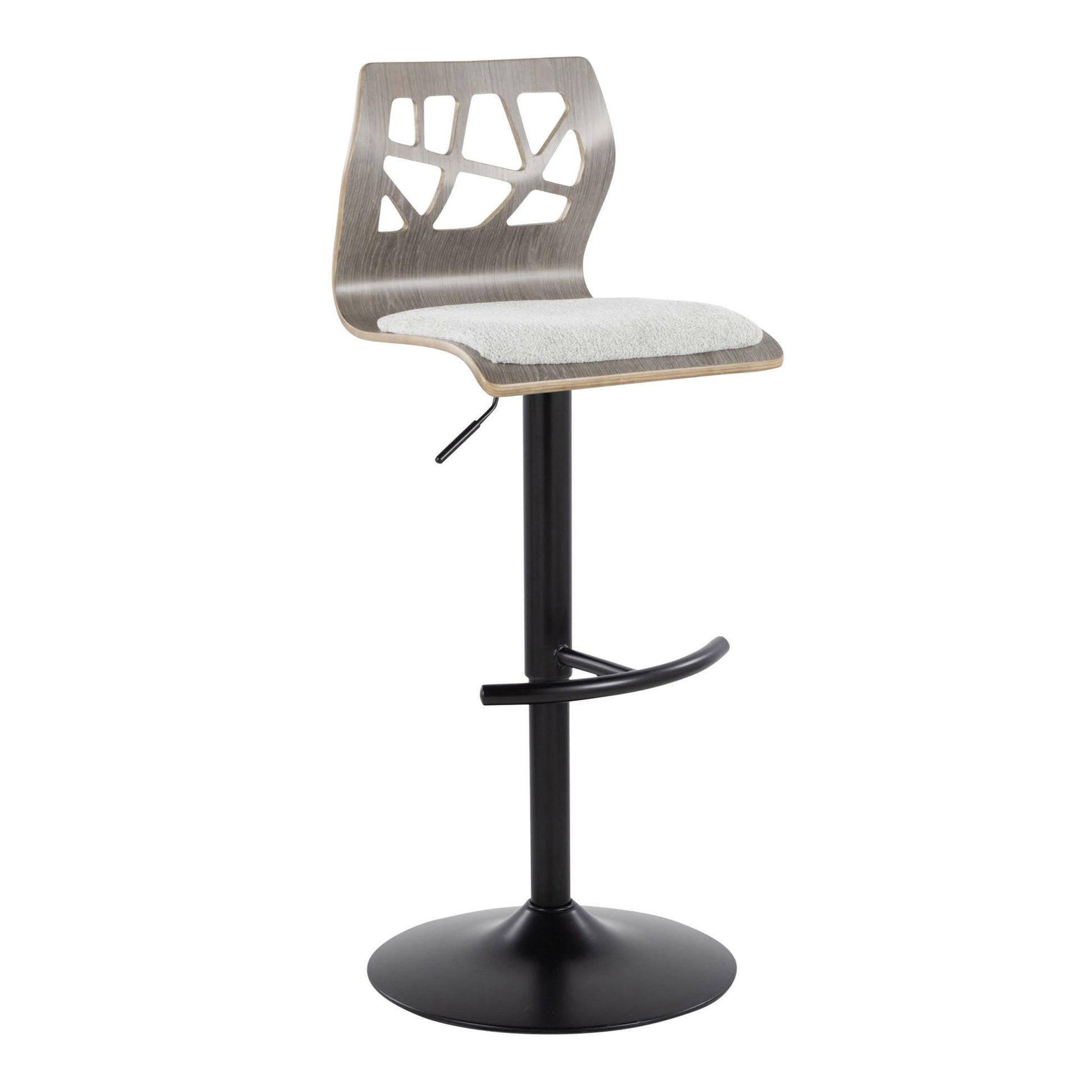 Folia - Contemporary Adjustable Barstool With Swivel With Rounded T Footrest (Set of 2) Lumi Source