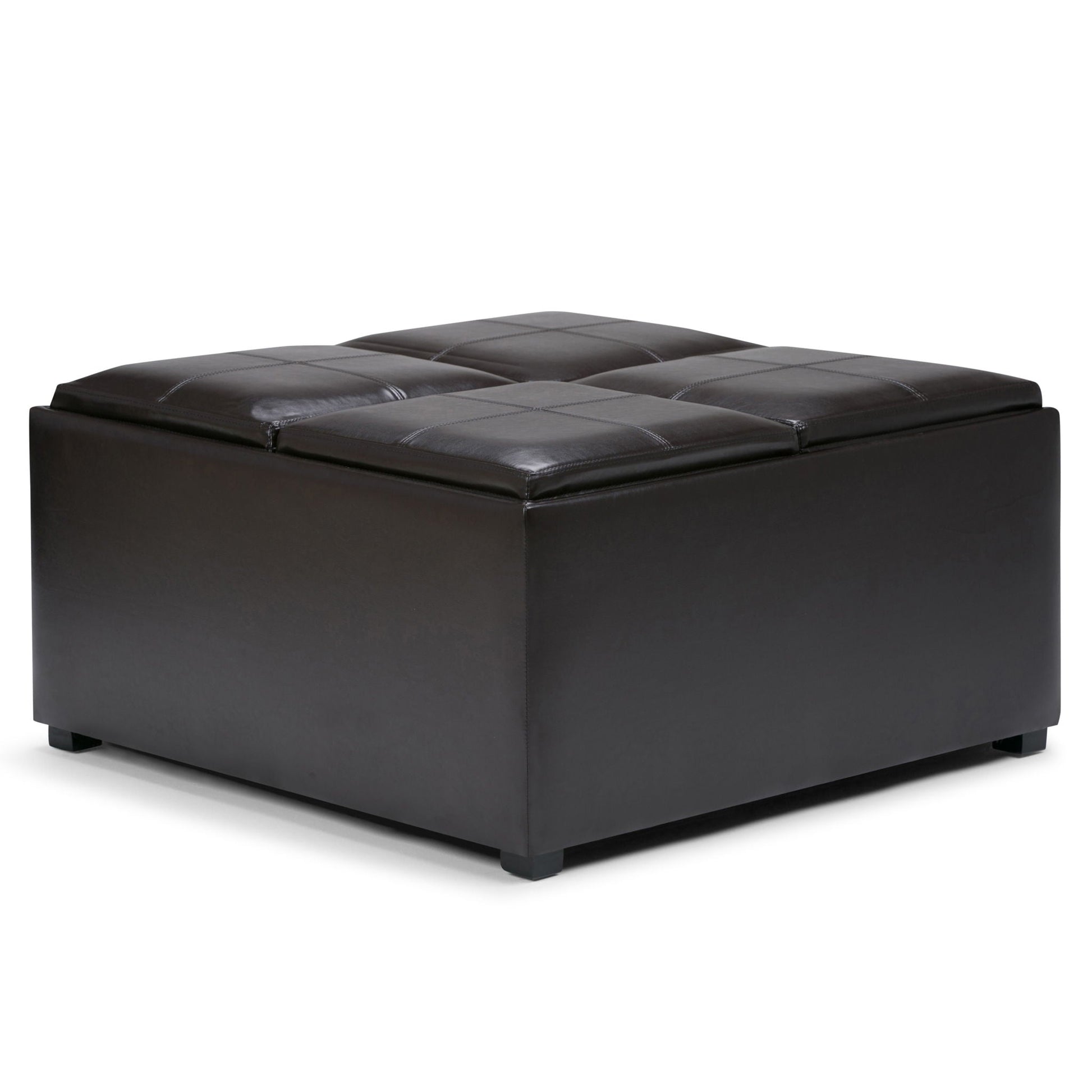 Avalon - Square Coffee Table Storage Ottoman - Tanners Brown Simpli-Home
