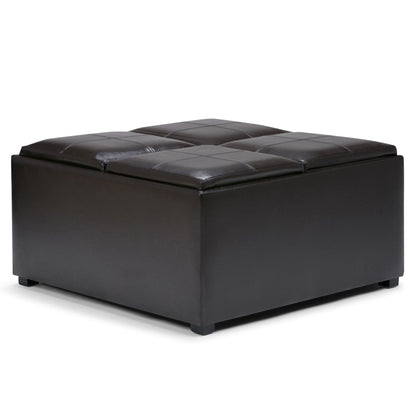 Avalon - Square Coffee Table Storage Ottoman - Tanners Brown Simpli-Home