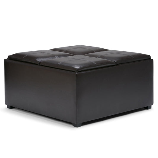 Avalon - Square Coffee Table Storage Ottoman - Tanners Brown Simpli-Home