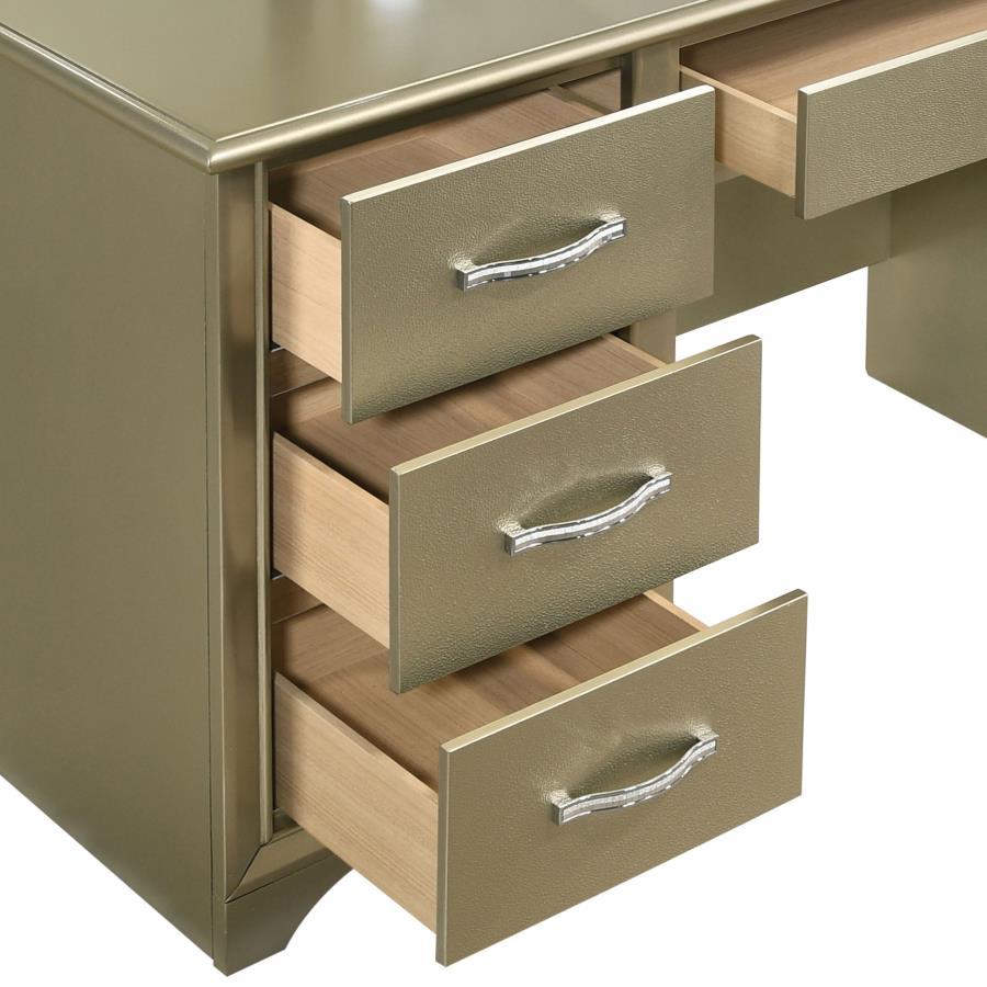 Beaumont - 7-Drawer Vanity Set With Lighting - Champagne