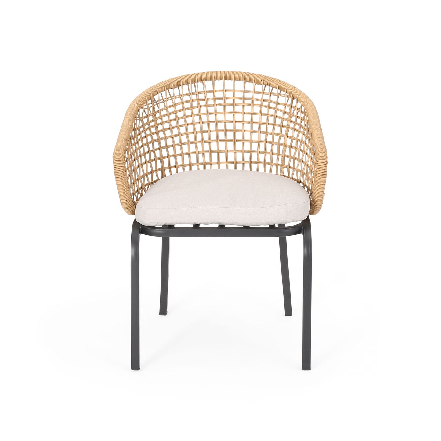 Outdoor Wicker Chair With Powder Coated Iron Legs Noble House