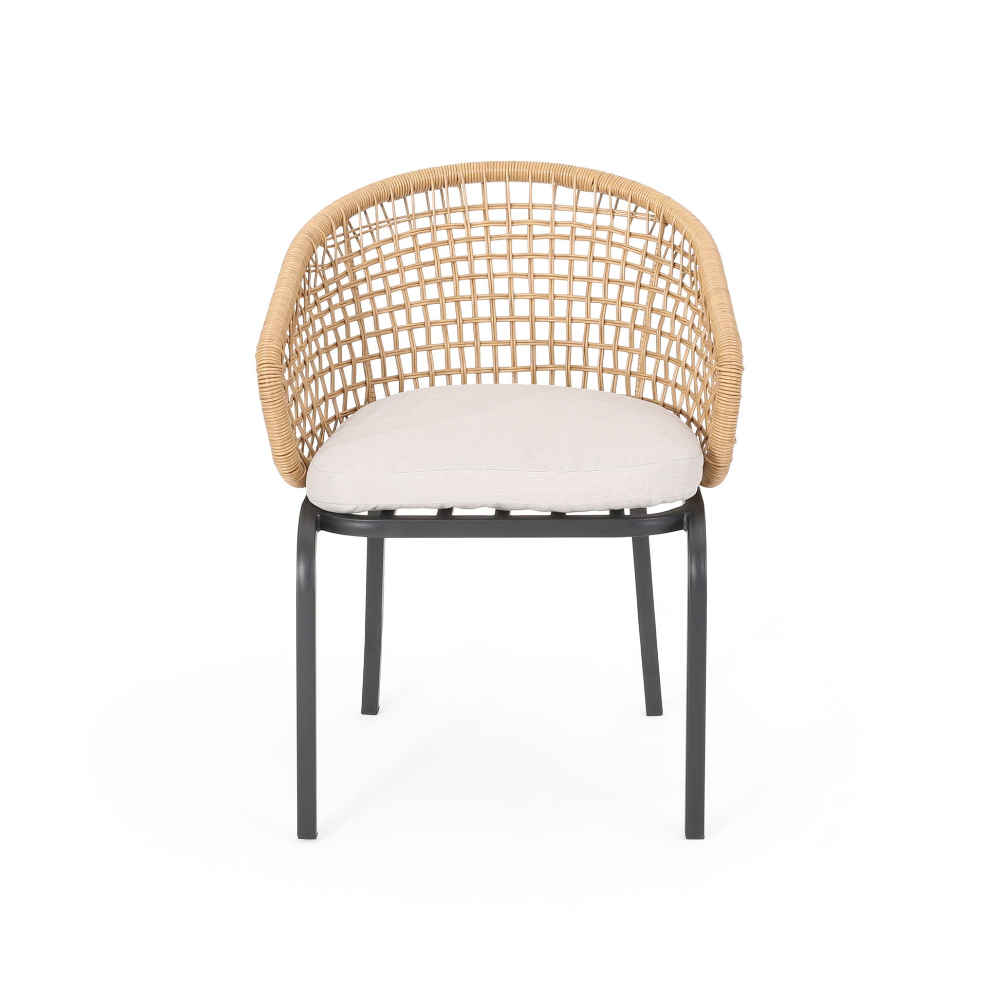 Outdoor Wicker Chair With Powder Coated Iron Legs Noble House