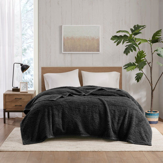 Burlington - King Berber Blanket - Black Woolrich