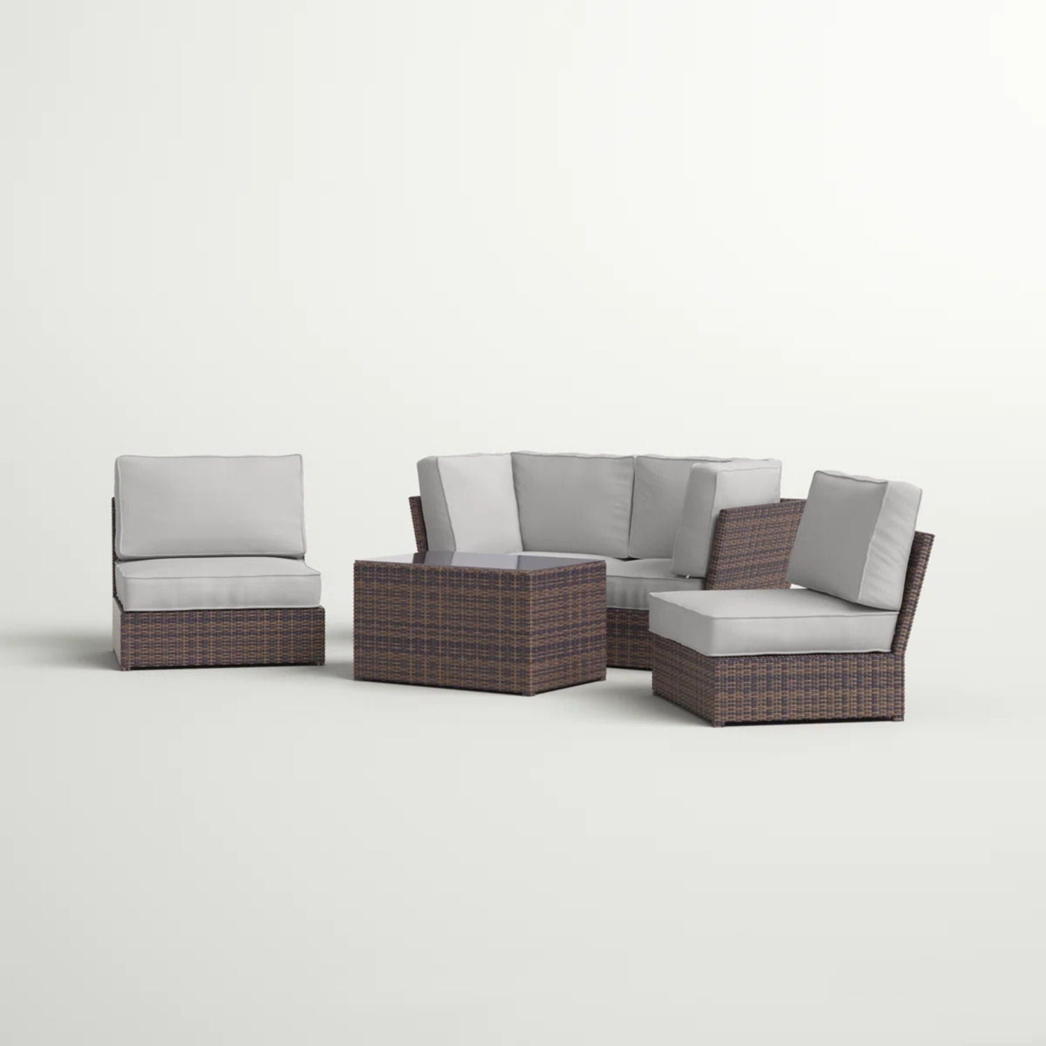 Comfortable Modern Patio Rattan Sectional Set With Cushions LSI Patio Furniture