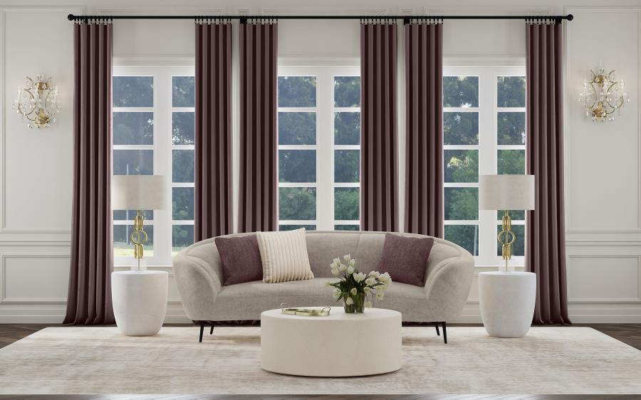 Ellorie - Upholstered Channel Back Curved Sofa - Beige Coaster Fine Furniture